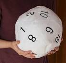 D20 Jumbo Plush Die - White/Black